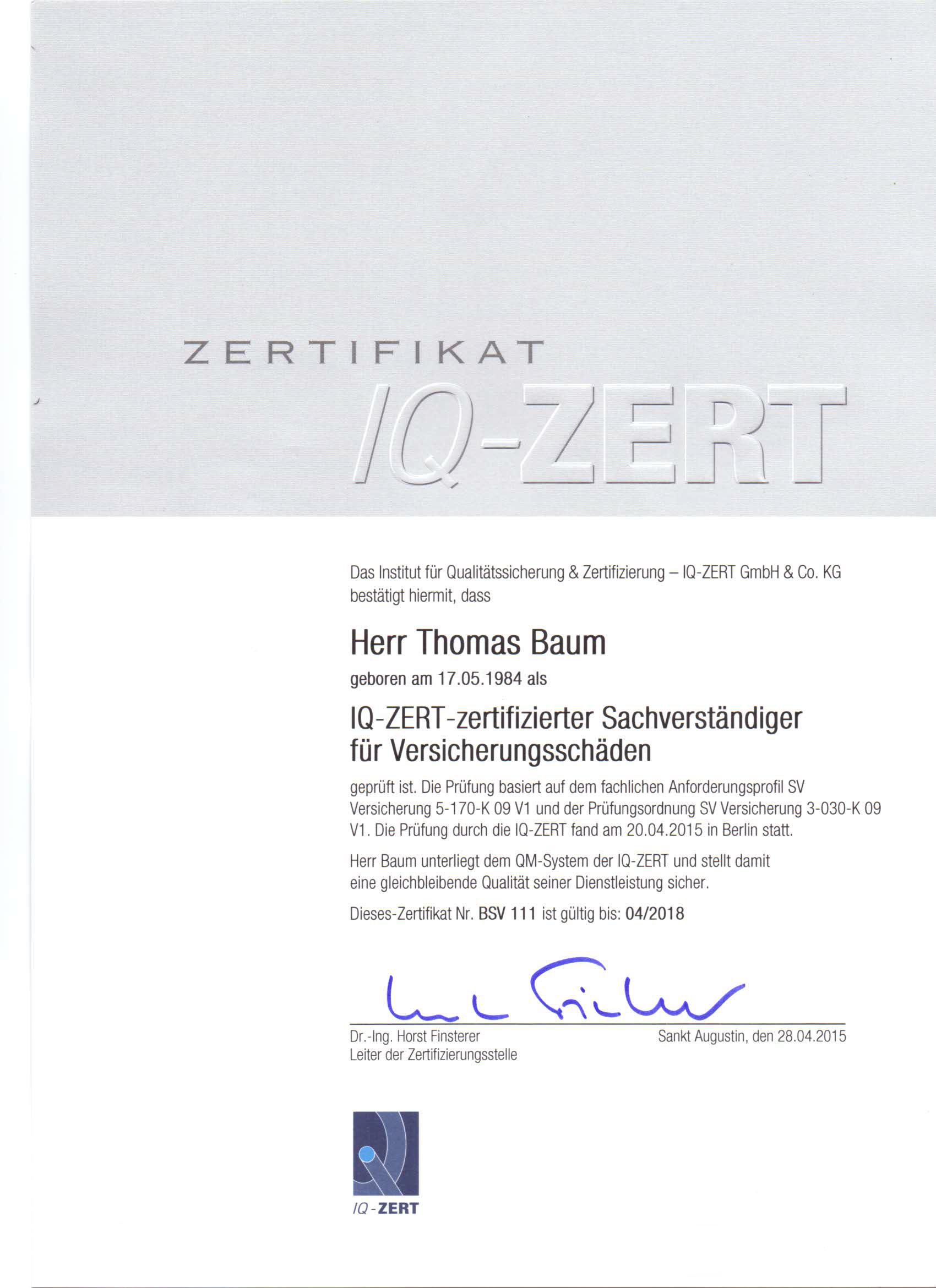 IQ zertifiziert